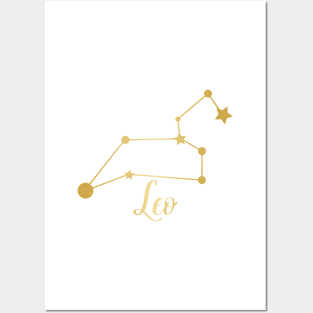 Leo Zodiac Constellation in Gold Posters and Art